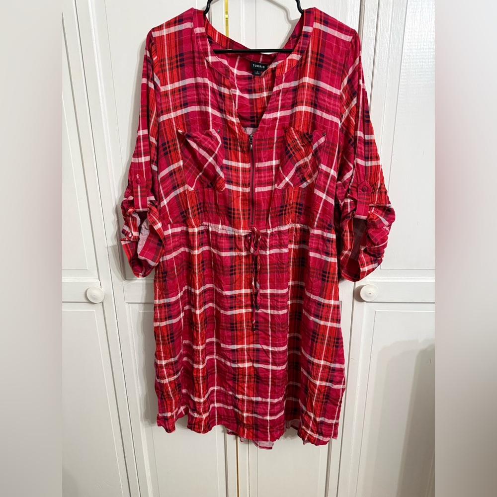 Torrid Red and White Plaid dress